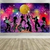 Disco Party Decorations Supplies, Large Fabric 70s 80s 90s Disco Fever Dancers Backdrop for Disco Theme Party, Vintage Let's Glow Crazy Shining Neon Night Birthday Photography Photo Booth Background