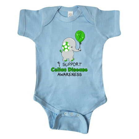 

Inktastic Celiac Disease Awareness elephant with balloon Gift Baby Boy or Baby Girl Bodysuit