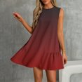 thumbnail image 7 of Tnhcen Women's Casual Sleeveless Ombre Printed Summer Dress, Side Ruffles Round Neck Stretchy Fabric, Plus Size S-2XL Lightweight Casual Day Dress, 7 of 7
