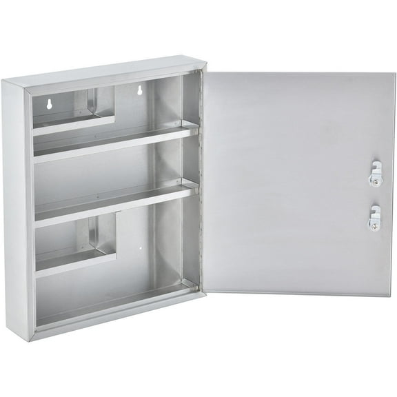 Global Industrial Stainless Steel Medical  Cabinet W/Double Key Locks 14""Wx3-18
