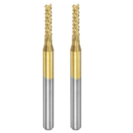 

Uxcell 1/8 Shank 2.1mm x 10mm Titanium Coated Carbide End Mill CNC Router Bits 2 Pack