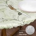 thumbnail image 3 of Green Flowers Round Tablecloth, Fitted Table Cover with Elastic for 45"-54" Round Tables, Watercolor Rustic Botanical Floral Plants Table Cloth Outdoor Indoor Dinning Party Waterproof Tablecloths, 3 of 7