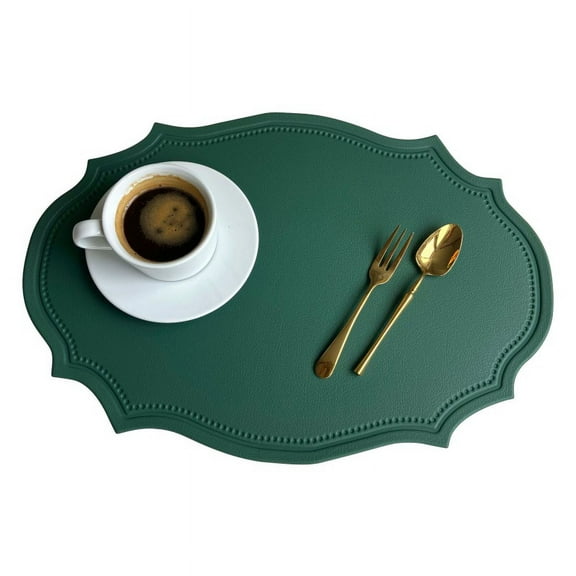 4Pcs Set Vintage Faux Leather Placemats Waterproof Wipeable Heat Resistant Tablemat for Dining Table Kitchen Non Slip Oilproof Table Place Mat for Christmas