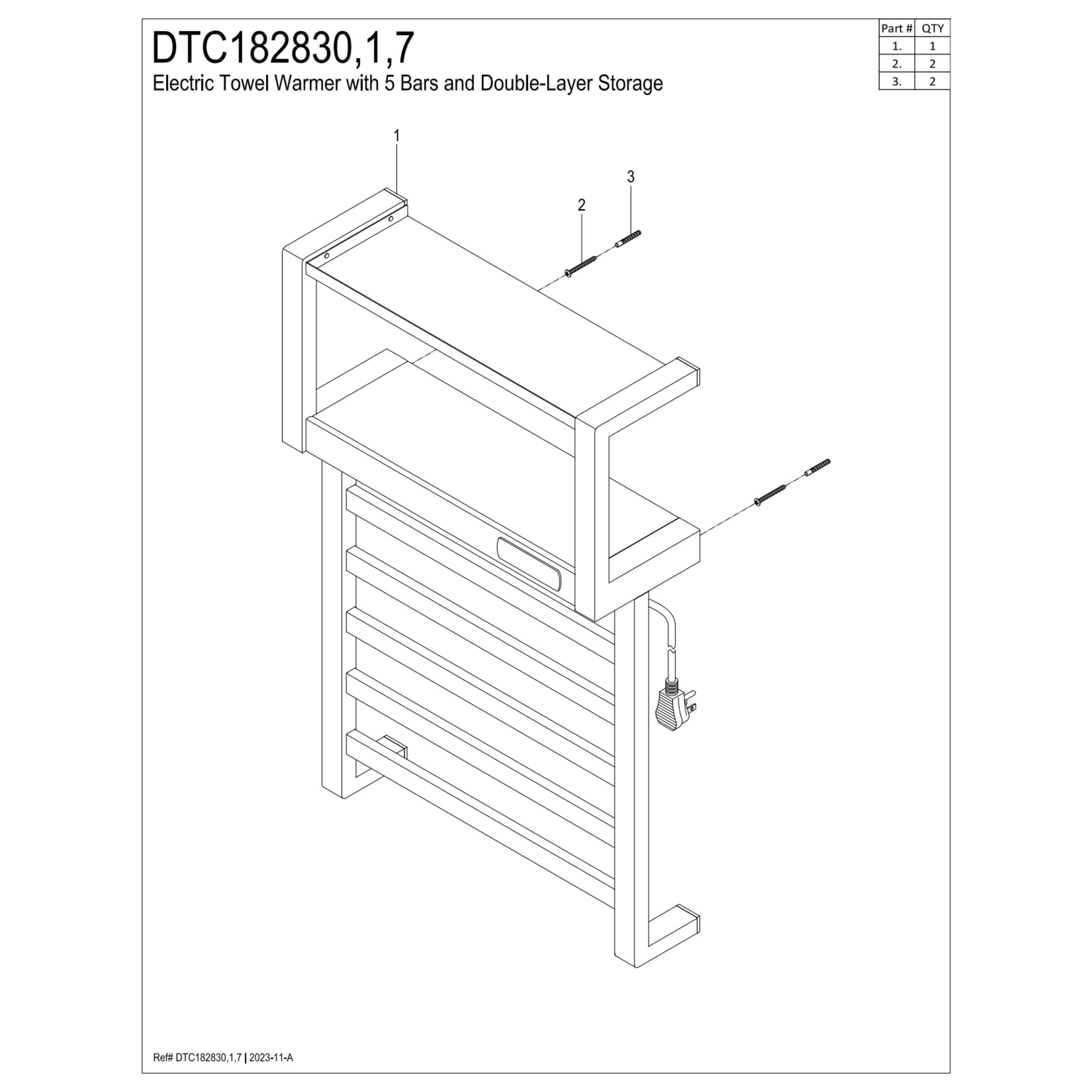 Kingston Brass DTC182830 Markus Wall Mount Plug-In Towel Warmer, Matte Black