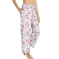 thumbnail image 2 of Uemuo Rose Flowers Pattern Women's Wide Leg Palazzo Lounge Pants with Pockets Light Weight Loose Comfy Casual Pajama Pants-Small, 2 of 9