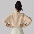 thumbnail image 4 of Women's Fleece Cropped Jacket with Drawstring Hem Oat Milk M, 4 of 8