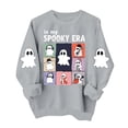 thumbnail image 2 of NTACZA Fall Sweatshirts for Women Crew Neck Halloween Spooky Season Sweatshirt Cute Ghost Grapic Long Sleeve Pullover Tops Cozy Daily Outfits Gray L, 2 of 6
