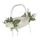 thumbnail image 2 of Cesta de flores de boda Macarena blanca con asa decoración de flores de seda, 2 of 8
