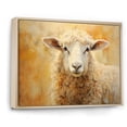 thumbnail image 2 of Designart "Beige Beauty Encaustic Yellow Sheep II" Animals Floater Framed Canvas Art Print, 2 of 7