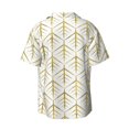 thumbnail image 4 of Goofa White And Gold Geometry Printed Men's Casual Short-sleeved Shirt,Lightweight Breathable Button-down,Summer Casual men's top,Versatile Fashion shirt-Medium, 4 of 7