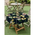 thumbnail image 4 of Outdoor Tablecloth with Umbrella Hole for Patio/Picnic/Party/Camping, Lemons Leaves Waterproof Table Cloth Round Cover Washable, Summer Fruits Floral Botanical Black (Dia 54"), 4 of 8