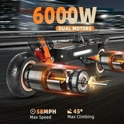 ZonDoo ZO01 PLUS Electric Scooter Dual Motor 60V 6000W , 58MPH 63Miles Long Range,11 Road Tires E-Scooter with Seat for Adults