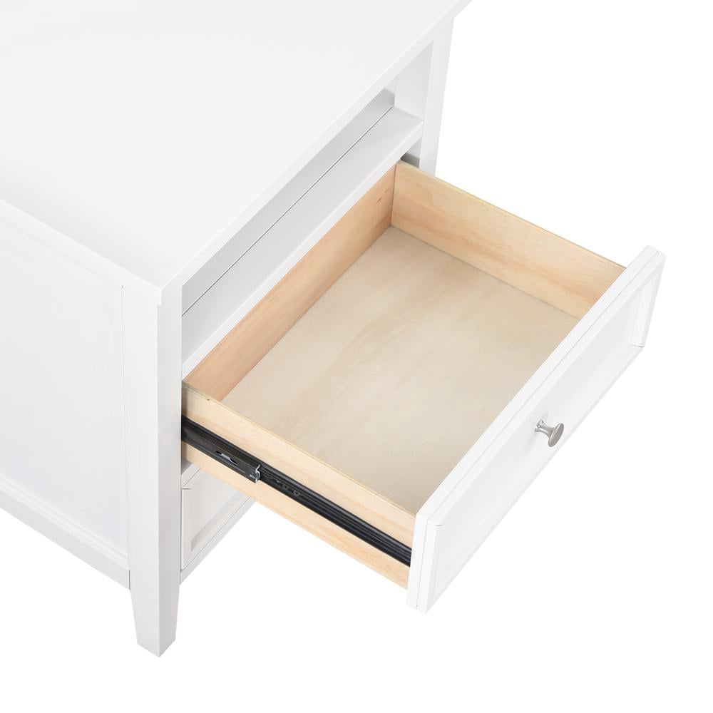 Comfort Pointe Walker White Wood 2-drawer Casual Storage Nightstand