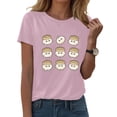 thumbnail image 2 of DXOUPM T-Shirts pour Femmes Mignon Imprimé Boulette Col Rond Manches Courtes Hauts d'Été Doux, 2 of 3