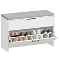 thumbnail image 1 of HOMCOM Shoe Bench with Flip Drawer, Cushion Lift-Top Entryway Bench, White, 1 of 10