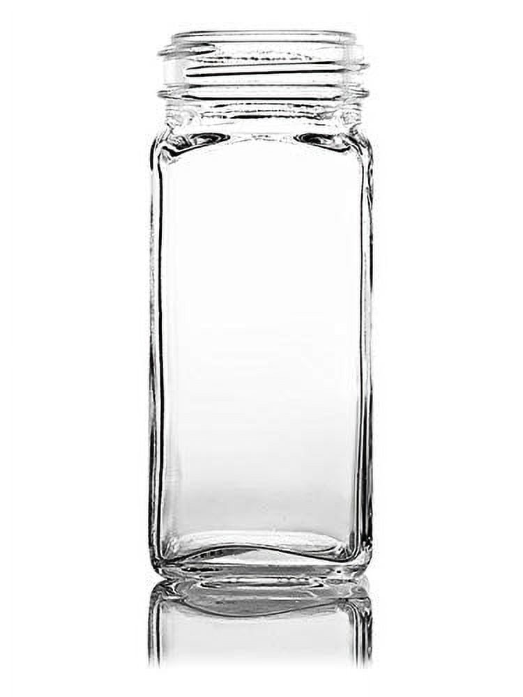 4 oz Clear Square Spice Jar (Cap Not Included) - 12/Case, Clear Type III 43-485