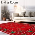 thumbnail image 2 of ODIKA 4'x6' Machine Washable Non-Slip Area Rug, Festive Floral Tapestry Pillow Hook Kit with Ornate Holiday Blooms High Traffic Rug with Pad, Red, 634595, 2 of 8