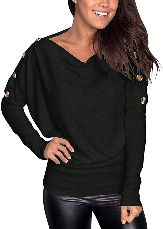 one shoulder casual soft long sleeve