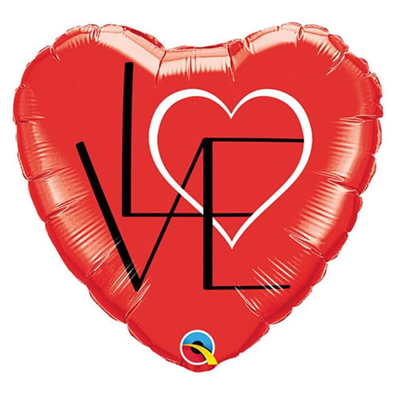 18 inch L(Heart)Ve Red Qualatex Foil Mylar Balloon - Party Supplies Decorations