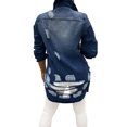 thumbnail image 3 of LUXUR Vestes Camionneur en Denim Usé pour Femmes Trou Automne Veste en Jean Bleu Marine TG, 3 of 7