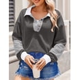 thumbnail image 6 of Zeagoo Fall Sweatshirts for Women Button Up Tops Henley V Neck Pullover Casual Comfy Shirts Fashion Clothes, 6 of 6