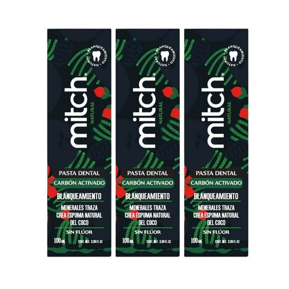 Pasta Dental Mitch Premium 3 Pack Carbon Activado 100ml
