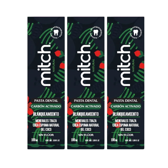Pasta Dental Mitch Premium 3 Pack Carbon Activado 100ml