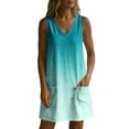 thumbnail image 5 of Lenpel Knee Length Sundresses for Women V Neck Sleeveless Loose Fit Tank Dresses with Pockets Casual Beach Vacation Outfits, 5 of 6
