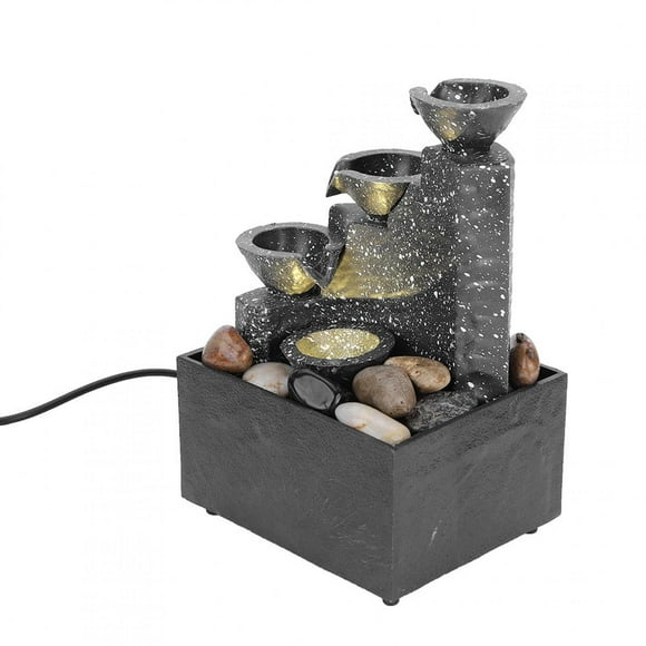 3 Tier Tabletop Waterfall, Fountain Desktop USB with Natural River Rocks Water Meditation Fountain Ornament Crafts for Indoor Home Office Table Decoration Relaxation