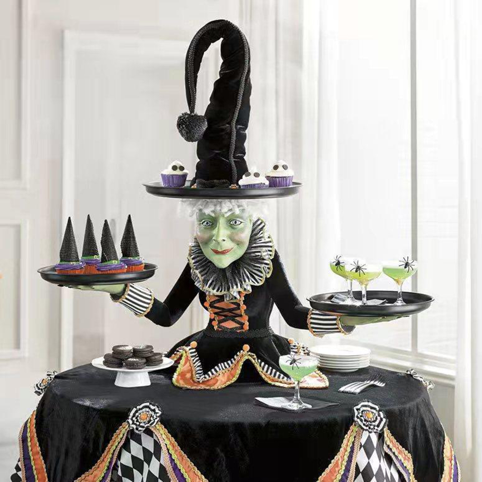 wirlsweal Halloween Witch Tabletop Server Cupcake Witch Display Stand