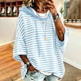 thumbnail image 5 of Hueook Fall Hoodies for Women Striped Print Drawstring Long Sleeve Casual Sweatshirt with Pockets Sky Blue L, 5 of 9
