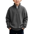thumbnail image 2 of Trikvn Boys Quarter Zip Waffle Knit Sweaters Mock Neck Pullover Long Sleeve Casual Sweatshirt Fall Winter Thermal Knitwear Everyday School Tops for Kids Youth, 2 of 9