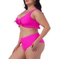 thumbnail image 2 of DARING DIVA Plus Size Ruffle Tummy Control Bathing Suits Swimwear Set 3X Hot Pink, 2 of 5