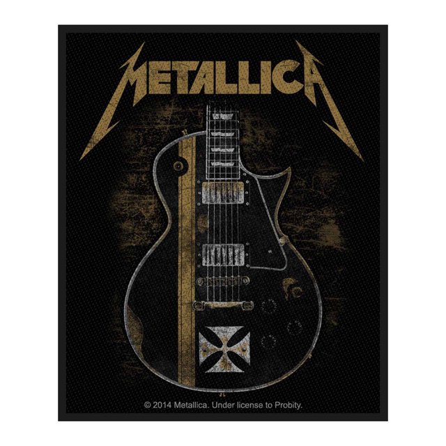 Metallica - Parche Diseño Guitarra Hetfield (Negro, Dorado)
