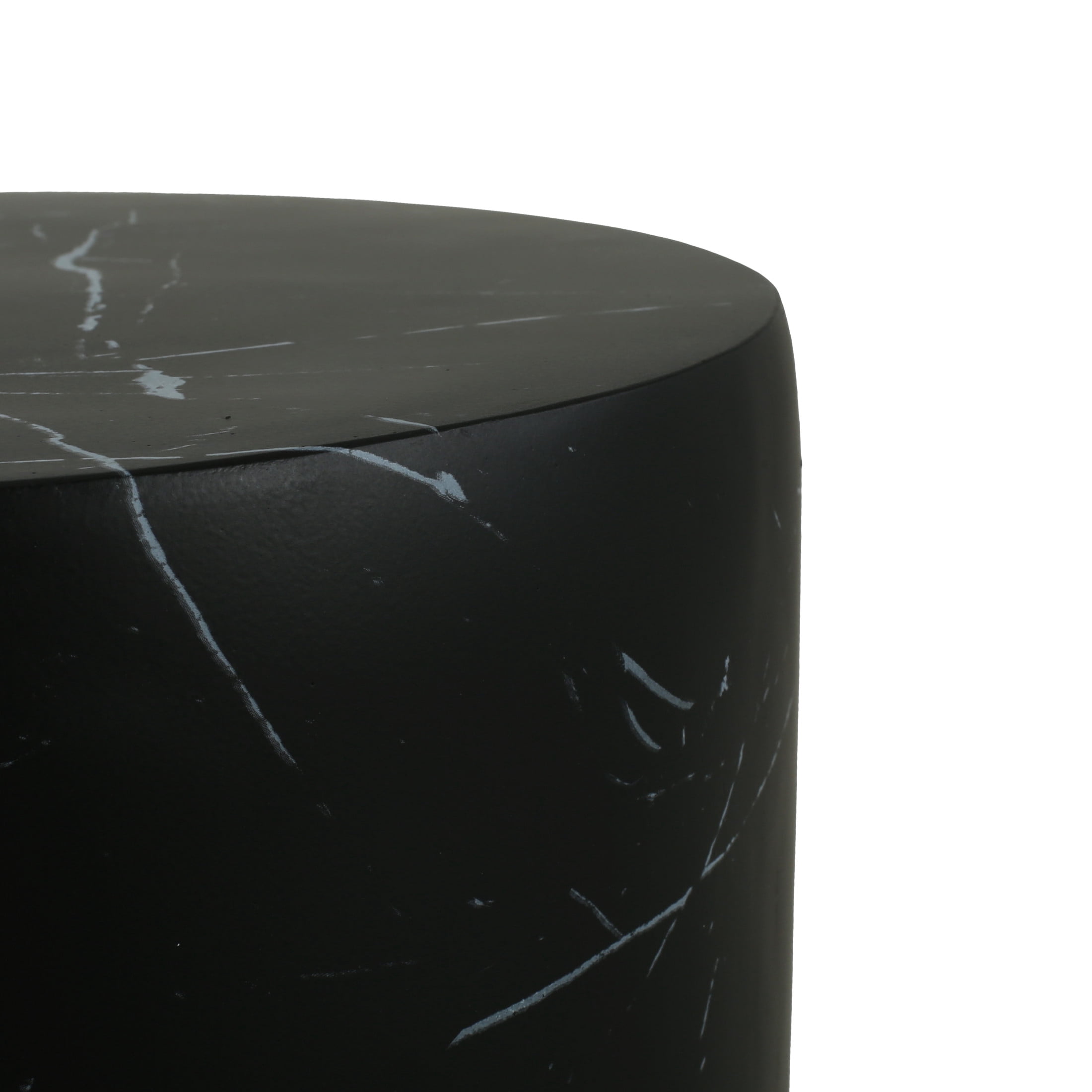 Zayden Outdoor Patio Round Accent Table, Concrete, Black Marble