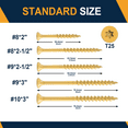 thumbnail image 2 of #8x2-1/2" Wood Screws, 300pcs/3lbs Torx Drive Self Drilling Tan Deck Screws with Drive Bit Included, Exterior Wood Screws for Decking, Fencing, Cabinetry, Furniture & DIY Wood Projects, 2 of 6