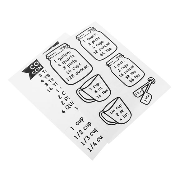 2 Pcs Ingredient Conversion Kitchen Measurement Table