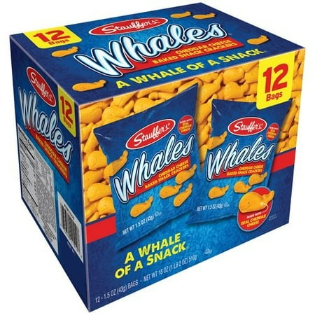 Cheese Wedges Snacks - Stauffer's Whales Baked Cheddar Cheese Snack Crackers, 1.5 Oz., 12 Count