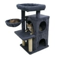 thumbnail image 1 of Gymax 33.5'' Cat Tree w/ 2-Tier Condo Padded Plush Top Perch Sisal Scratching Posts Deep Gray, 1 of 10