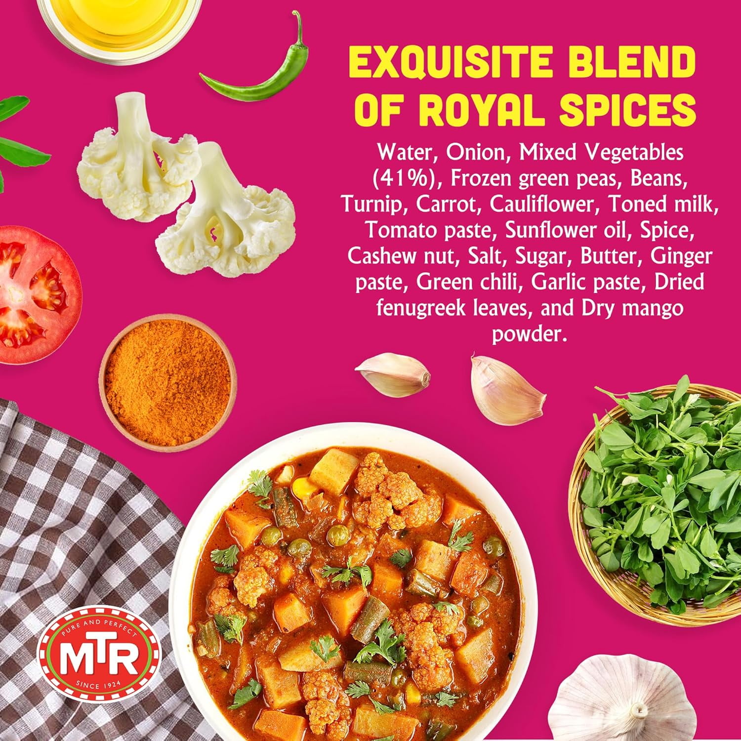 MTR Flavorful Mixed Vegetable Curry - Authentic Indian Ready-to-Eat Meal with No Added Preservatives - A Quick Meal Suitable for Vegetarians, Ready in Minutes! (300g, Pack of 6)