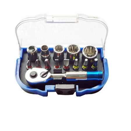 

14 In 1 Mini Ratchet Bits Set Repair Tool Kit Screwdriver Sockets Wrench Set