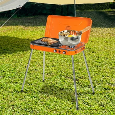 Miumaeov Professional Outdoor Double Burner Portable Cooker Bbq Grill W/ handle 11720 BTU