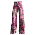 thumbnail image 4 of Pink Women's Casual Pants, 2025 New Summer Flower Wide Leg Pants Lightweight And Loose Casual Colorful Pants Imitation Jeans,Women's Casual Pants 4XL, 4 of 4