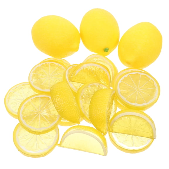 21 Pcs Realistic Fake Fruit Plastic Lemons for Decoration Yellow