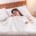 thumbnail image 3 of U by Bedsure Striped King Sheets Set, 4 Piece 16" Deep Pockets Soft Prewashed Microfiber Jacquard Bed Sheets, White, 3 of 8