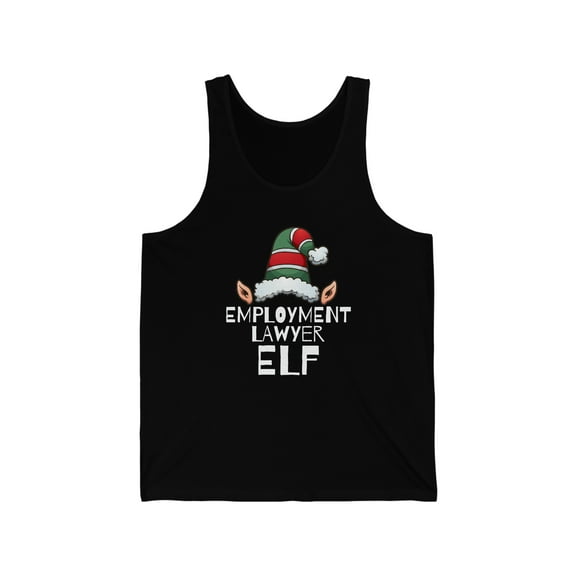 Employment Lawyer Elf Unisex Tank Top, XS-2XL Christmas Attorney Law School