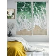 thumbnail image 2 of Sage Green Sheer Curtains 63 inches Long 2 Panels Set Ocean Wave Coastal Beach Seaside Scenery Abstract Sheer Window Curtain Rod Pocket Voile Drapes for Living Room/Bedroom, Each 52" W x 63" L, 2 of 7