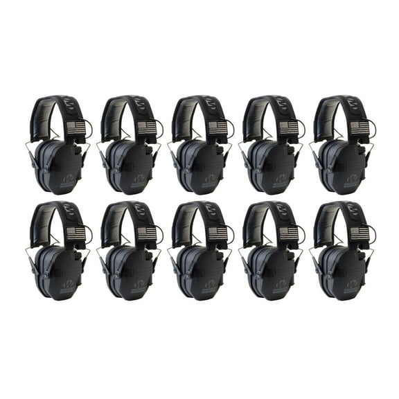 Walker's Razor Slim Ultra Low Profile Compact Design Earmuffs (Black) 10-Pack