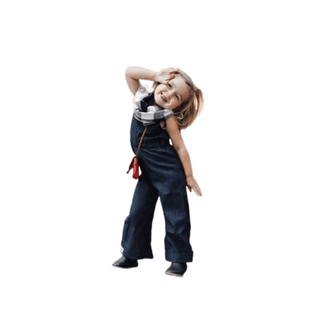 

Gwiyeopda Baby Girls Sleeveless Jumpsuit High Waist Denim One-piece Trousers Kids Casual Overalls