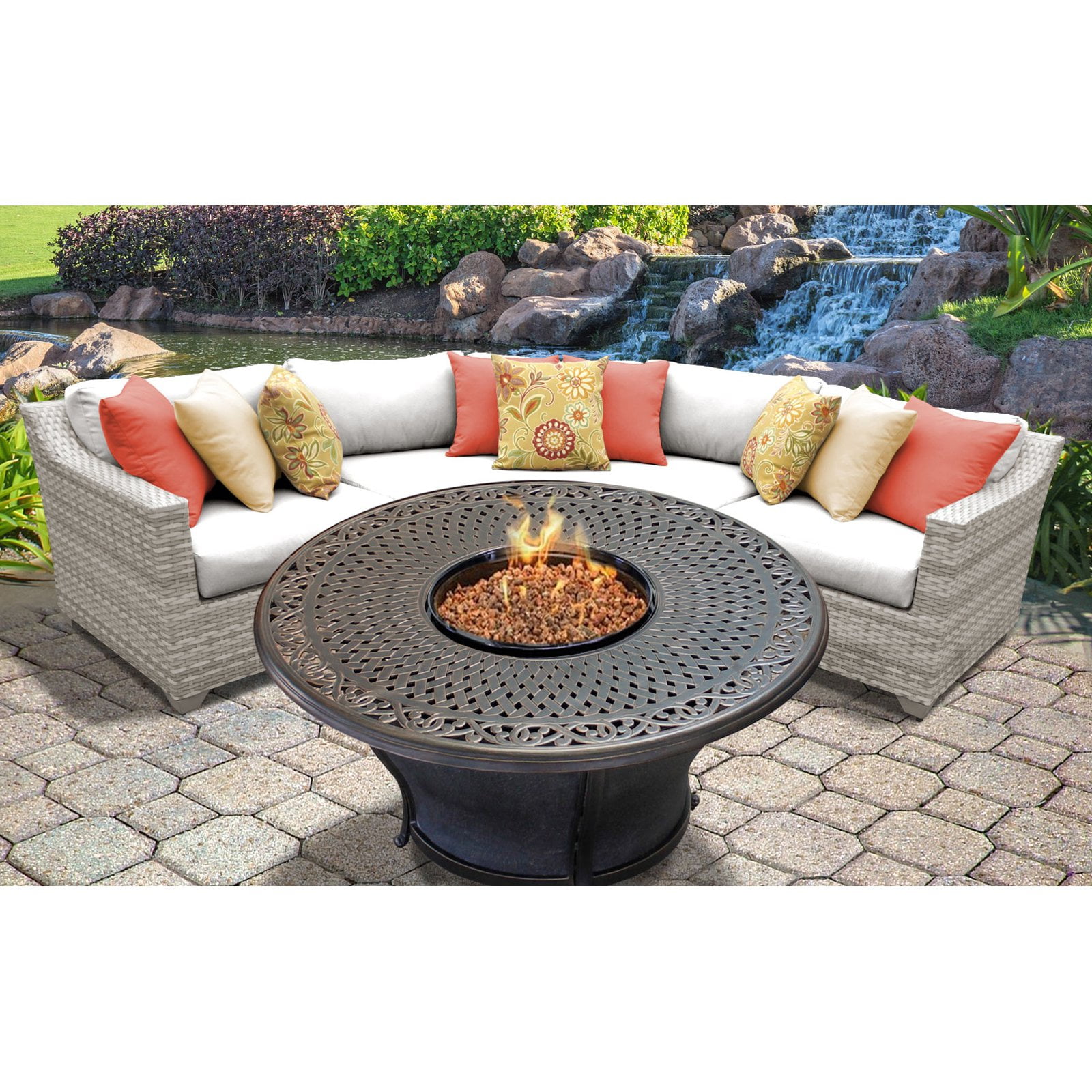 TK Classics Fairmont 04F Wicker 4 Piece Fire Pit Patio Set